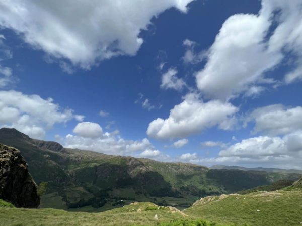 Cloud and blue sky over mountains